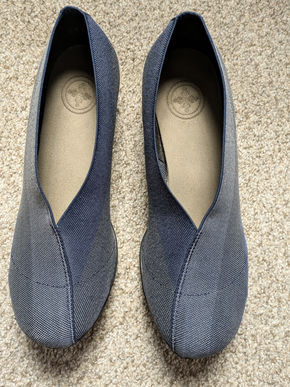Charleston Shoe Co Cape Wedges Blue Fabric Blue Gray Slip On Shoes Womens 7